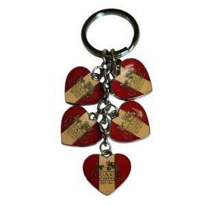 Coach Heritage Cascading Hearts Handbag Charm Keychain Rare